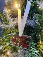 Load image into Gallery viewer, Christmas Tree Farm License plate ornament burgundy