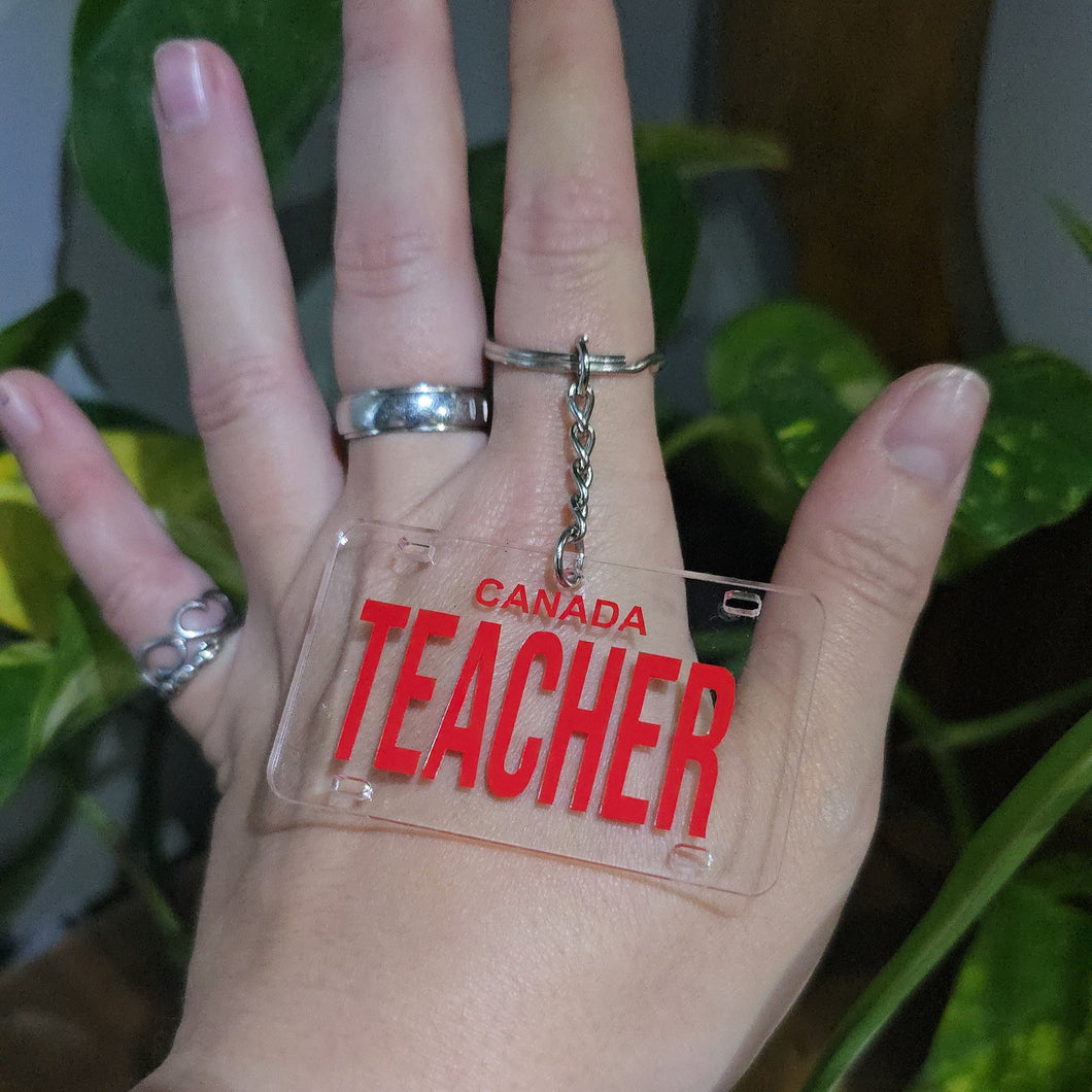Teacher License plate key chain