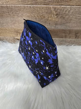 Load image into Gallery viewer, Starry night patterned pouch on a wooden surface with white fur
