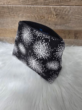 Load image into Gallery viewer, Black cosmetic ag with white dandelion pattern on a wooden surface and white fluffy pillow.
