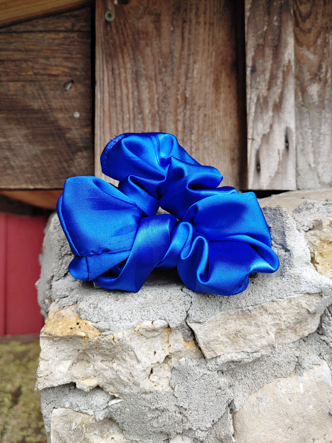Sapphire Satin Scrunchie